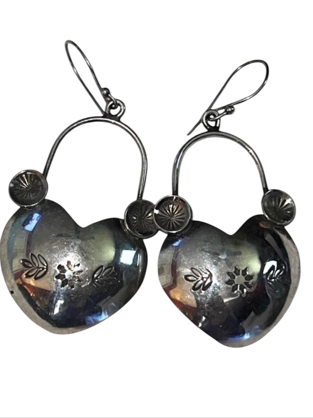 Native American Sterling Silver “Lacey” Signed Sterling Silver Dangle Earrings
